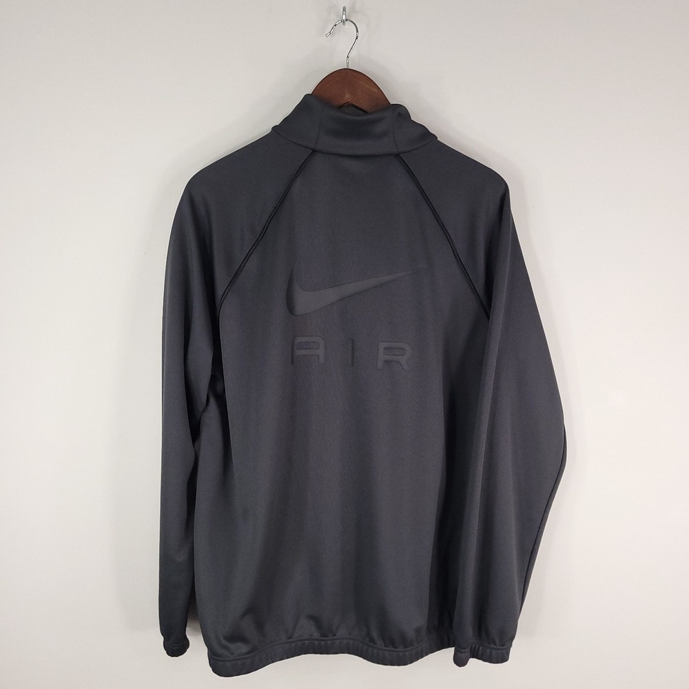 Nike Jacket Mens Large Gray Black Air Swoosh Logo Training Warm Up Full Zip